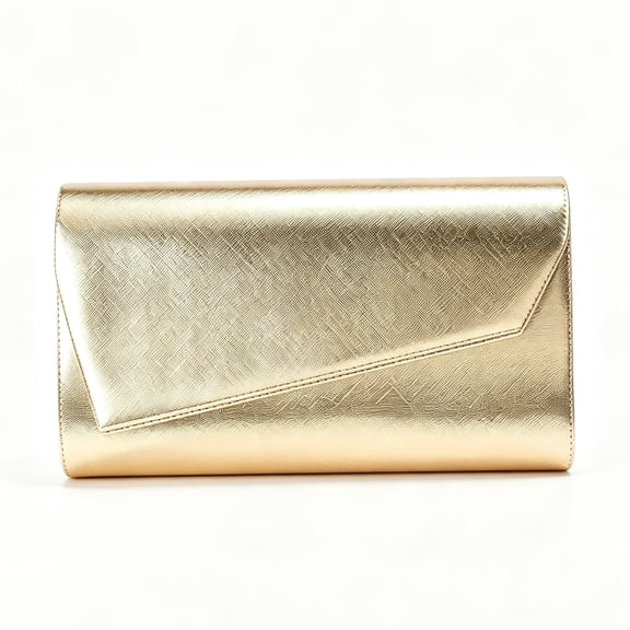 Women's Metallic Envelope Clutch Bag, Elegant Gold Evening Purse for Wedding, Cocktail, Party and Formal Events