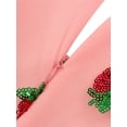 thumbnail image 6 of Qiylii Women Strawberry Sequin Dresses Ladies Summer V-Neck Embroidered Mesh Lace Up Pleated Princess Dress, 6 of 9