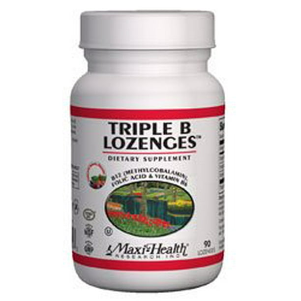 Maxi Health Triple B Lozenges Vitamin B12 & B6 & Biotin Strawberry