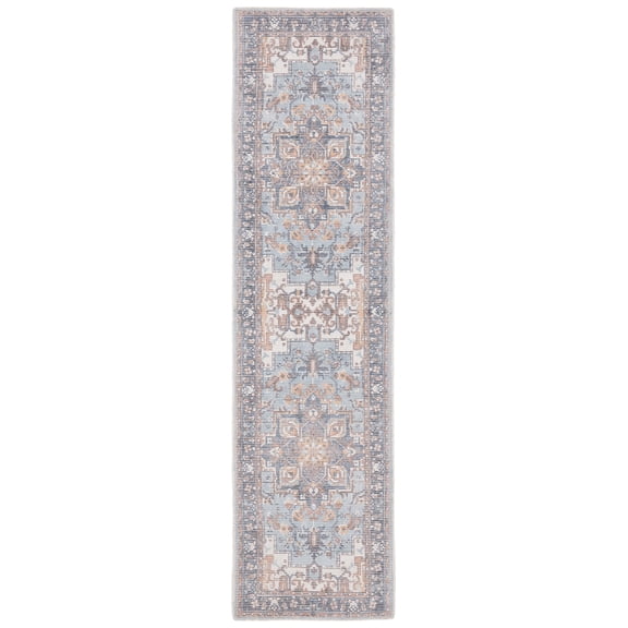 SAFAVIEH Restoration Vintage Ava Medallion Runner Rug, Ivory/Light Blue, 2'3" x 9'