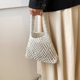 thumbnail image 1 of Cotton Thread Handbags Straw Woven Hollow Net Shopping Beach Vacation Purses, 1 of 7