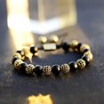 thumbnail image 2 of EOEMY Luxury Multi-Styles Men Women Micro Pave Cz Crown Copper Bead Adjust Bracelets-Cz Balls+Onyx-Gold, 2 of 4