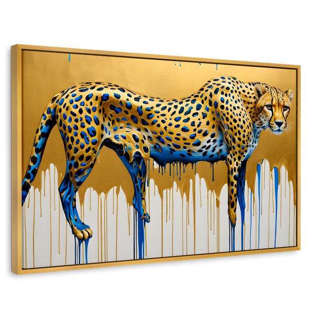 Cuadro Decorativo Canvas Revolution Marco Flotante Majestad Derretida 90x60 Marco Dorado
