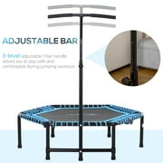 Soozier 48 Adult Hexagon Rebounder Trampoline Fitness Bungee Jumping Cardio Trainer Outdoor Bouncer Jumper Adjustable Bar Blue