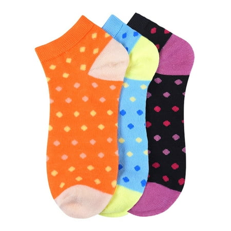 Colorful Polka Dot Print 3-Pack Ankle Socks