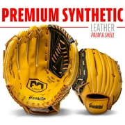 Franklin Sports Field Master Baseball + Softball Glove, 13 in, Black/Tan, Left Hand Throw