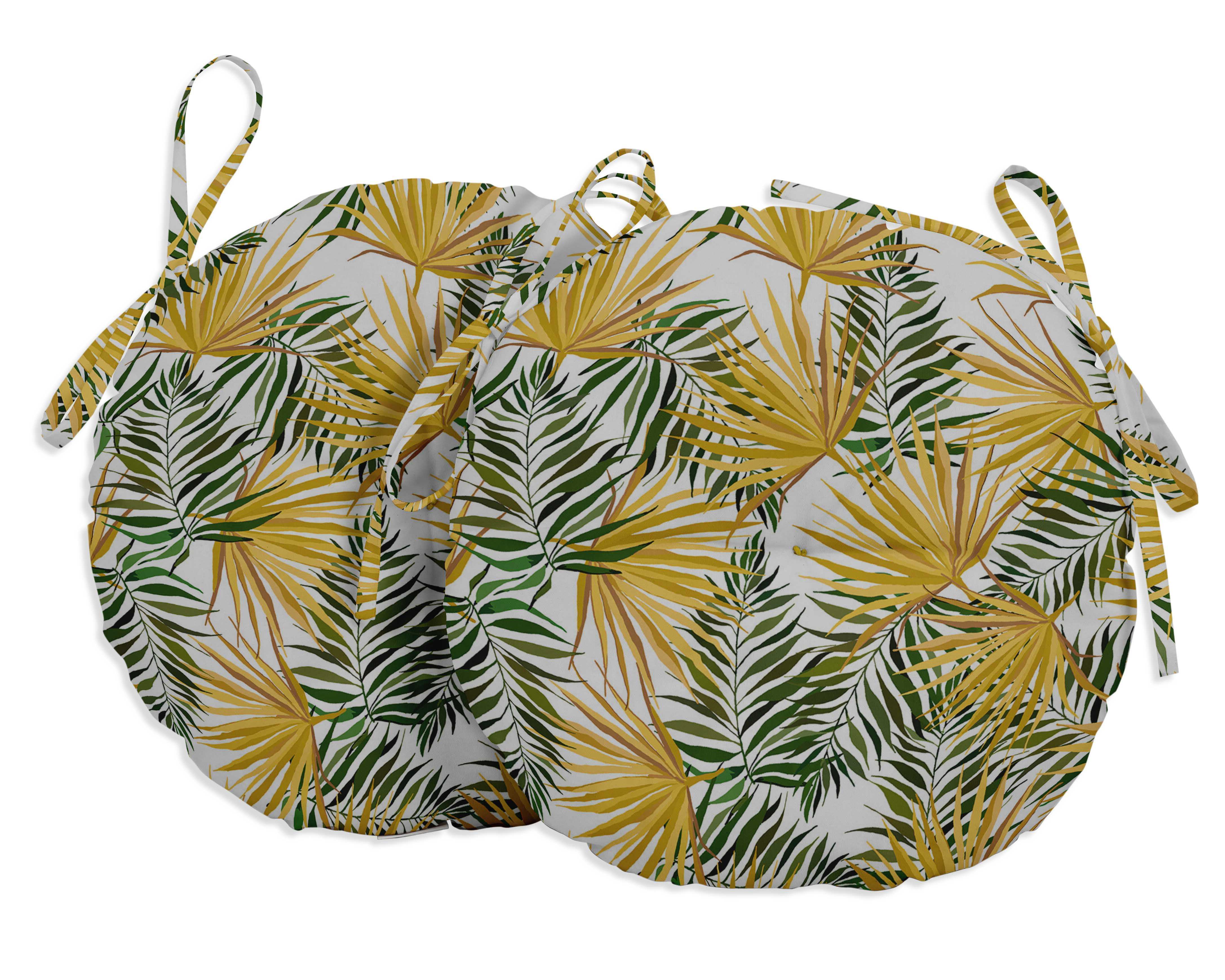 Vargottam Indoor/Outdoor Round Bistro Chair Cushions Block Print 15