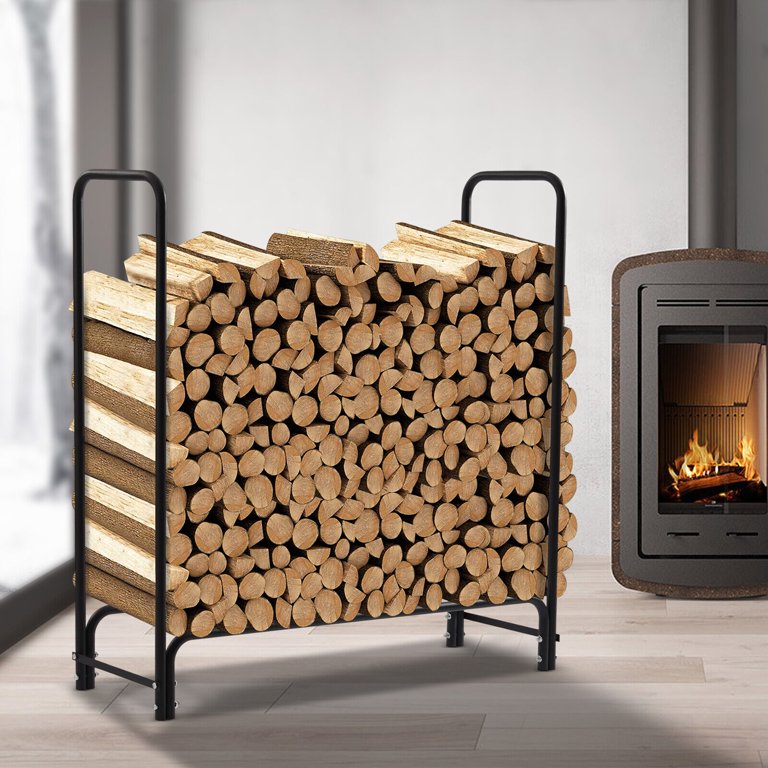 Miumaeov 4ft Firewood Rack Fire Wood Log Holder with Waterproof Cover  Firewood Steel Holder for Outdoor Indoor Firewood Storage Organizer -  Walmart.com