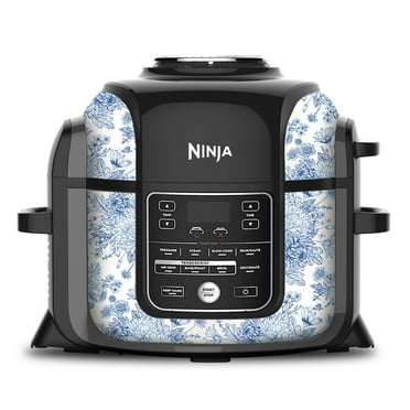 Skin Wrap for Ninja Foodi 6.5 Quart QT Accessories Cover Sticker | Wraps fit Ninja Foodi 6.5 Quart QT Mdl: OP302 107 | Sunflower Plant Blue Line Art