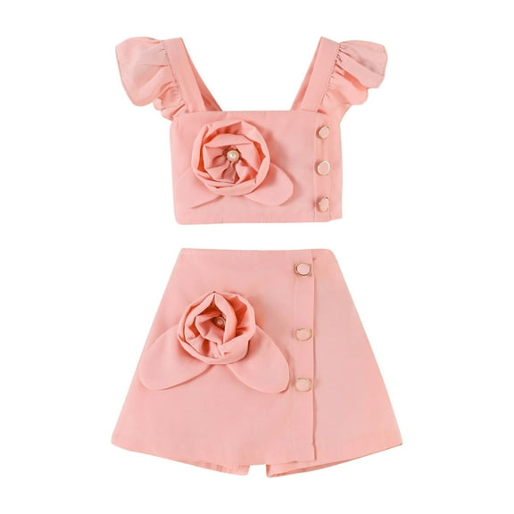 Owordtank Toddler Baby Girl Summer Clothes Tank Top with flower and Boho Shorts Cute Daily Outfits Set