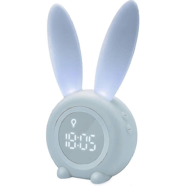 cute rabbit shaped induction morning alarm clock,intelligent automatic light adjustment,time/date/temperature,voice 26-27s