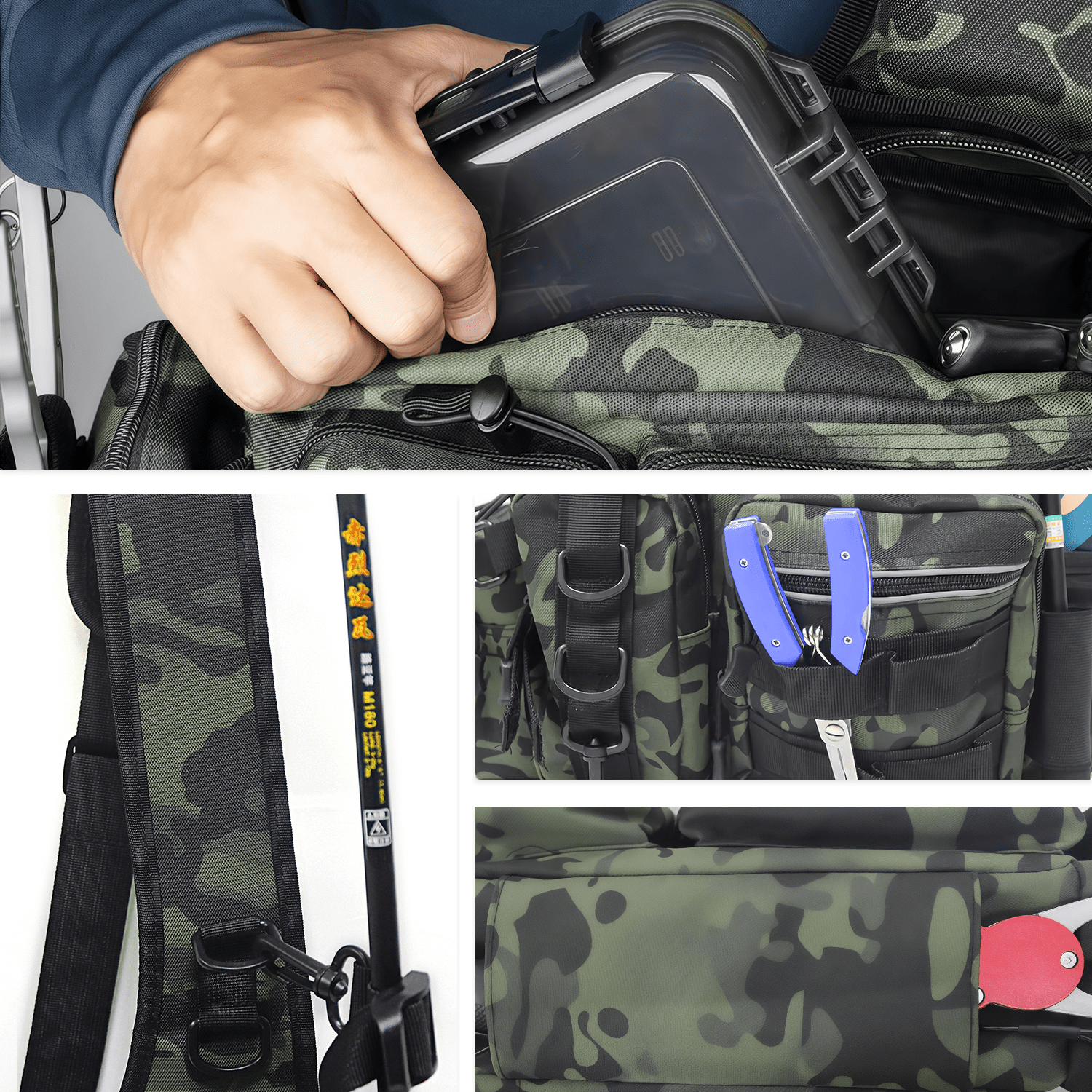 AGOPLEE Fishing Bag Cross Body Sling, Fishing tackle Backpack Unisex Fishing Tackle Bag and Boxes
