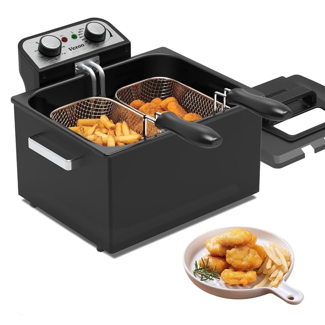 Freidora eléctrica Vexon 5L/21 tazas 1800W con 3 cestas