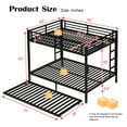 thumbnail image 2 of Queen over Queen Metal Bunk Bed with Twin Trundle, Heavy Duty Frame, Black, 2 of 8