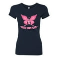 thumbnail image 2 of Wild Bobby, Butterfly Pink Ribbon Faith Hope Love, Breast Cancer Awareness, Women Slim Fit Junior Tee, Navy, Large, 2 of 5