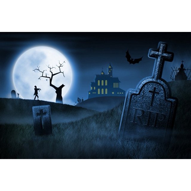 Telón de fondo espeluznante de Halloween ABPHQTO 150x220cm Cementerio brumoso Casa embrujada