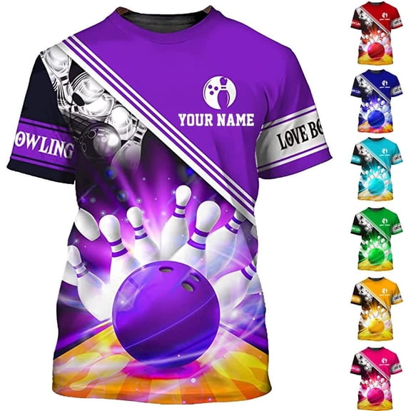 Custom Bowling Shirts, Personalized Name Bowling Shirts Unisex, Bowling Jerseys for Men & Women, Team Bowling Shirt Gift (Purple, S)