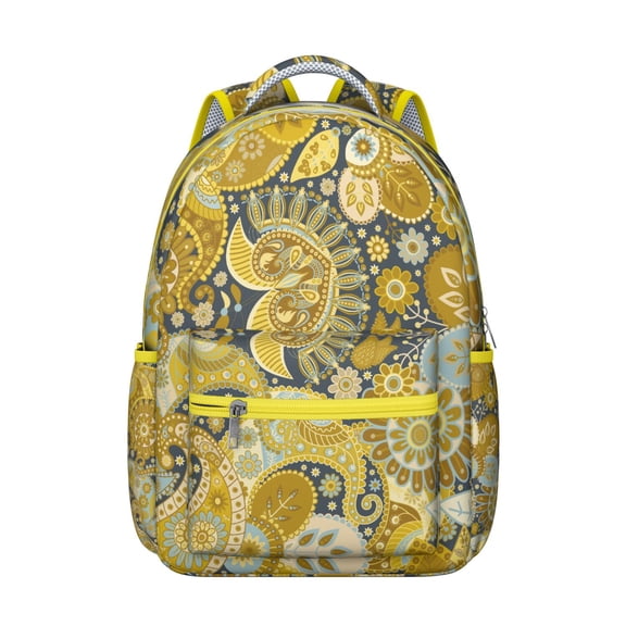 Paisley Vintage Bohemian Students Backpack Colorful Floral Ethnic School Bag with Classic and Artistic Geometric Pattern
