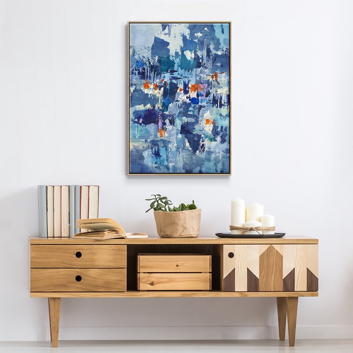 Reticent III Framed Premium Gallery Wrapped Canvas - Ready to Hang - 27 x 41 - Natural Wood Floating Frame
