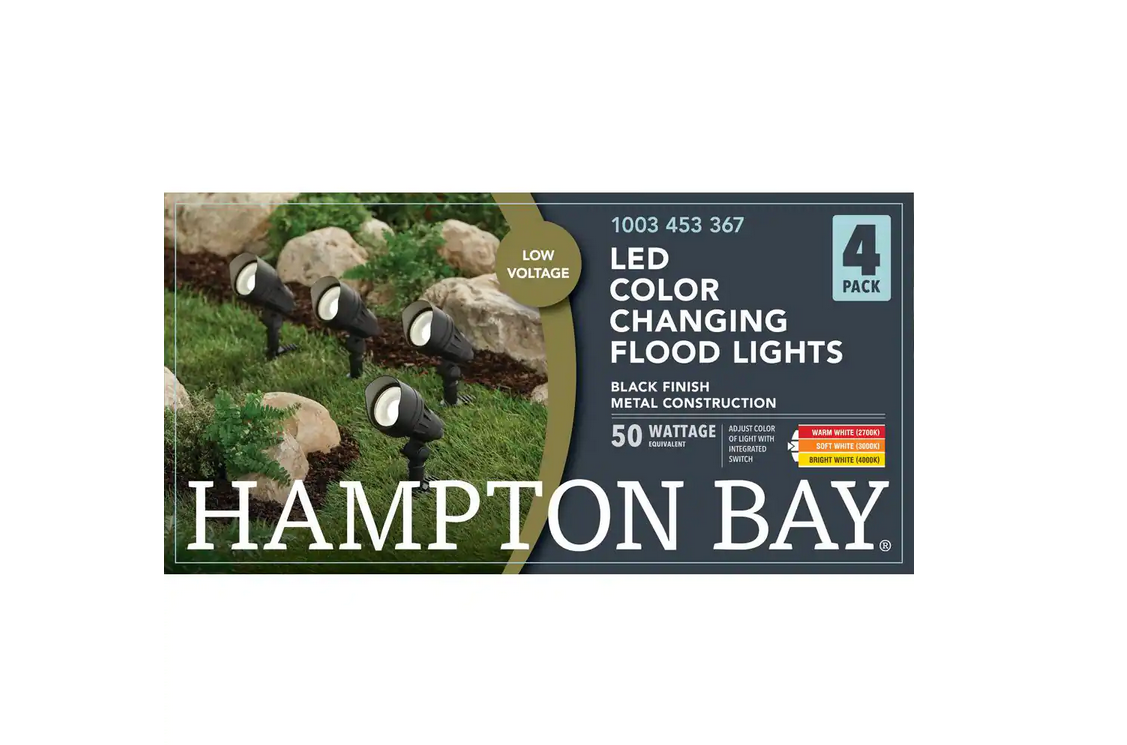 9.8-Watt Millennium Black Adjustable Light Color Outdoor Integrated LED  Landscape Flood Light (4-Pack)