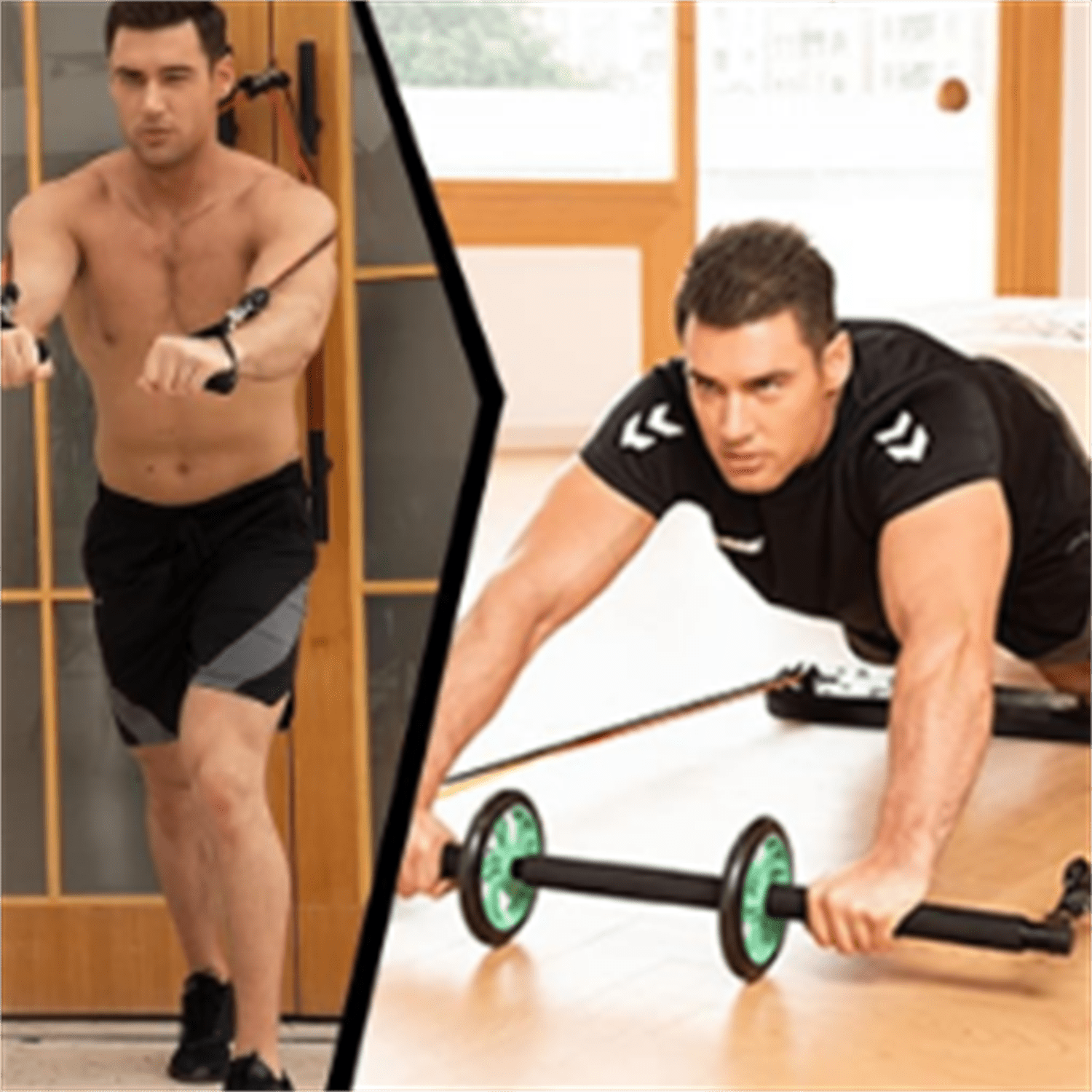 Push Up Board,36 in 1 Home Gym Equipment with Ab Roller Wheel & Resistance Bands, Portable Foldable Workout Board for Full Body Strength Training Men Women