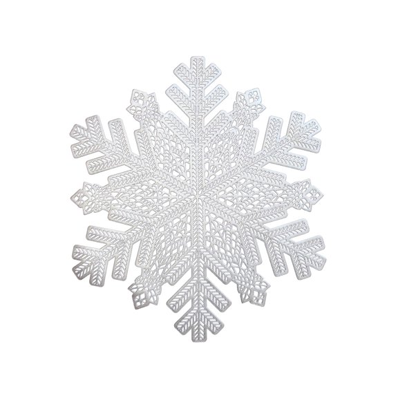 Qholemyo Round Snowflake Washable Placemats - Easy-Clean, Wipeable, Stain & Heat-Resistant Table Placemats, Suitable for Wedding Party, Holiday Decorations & Christmas Room Decor