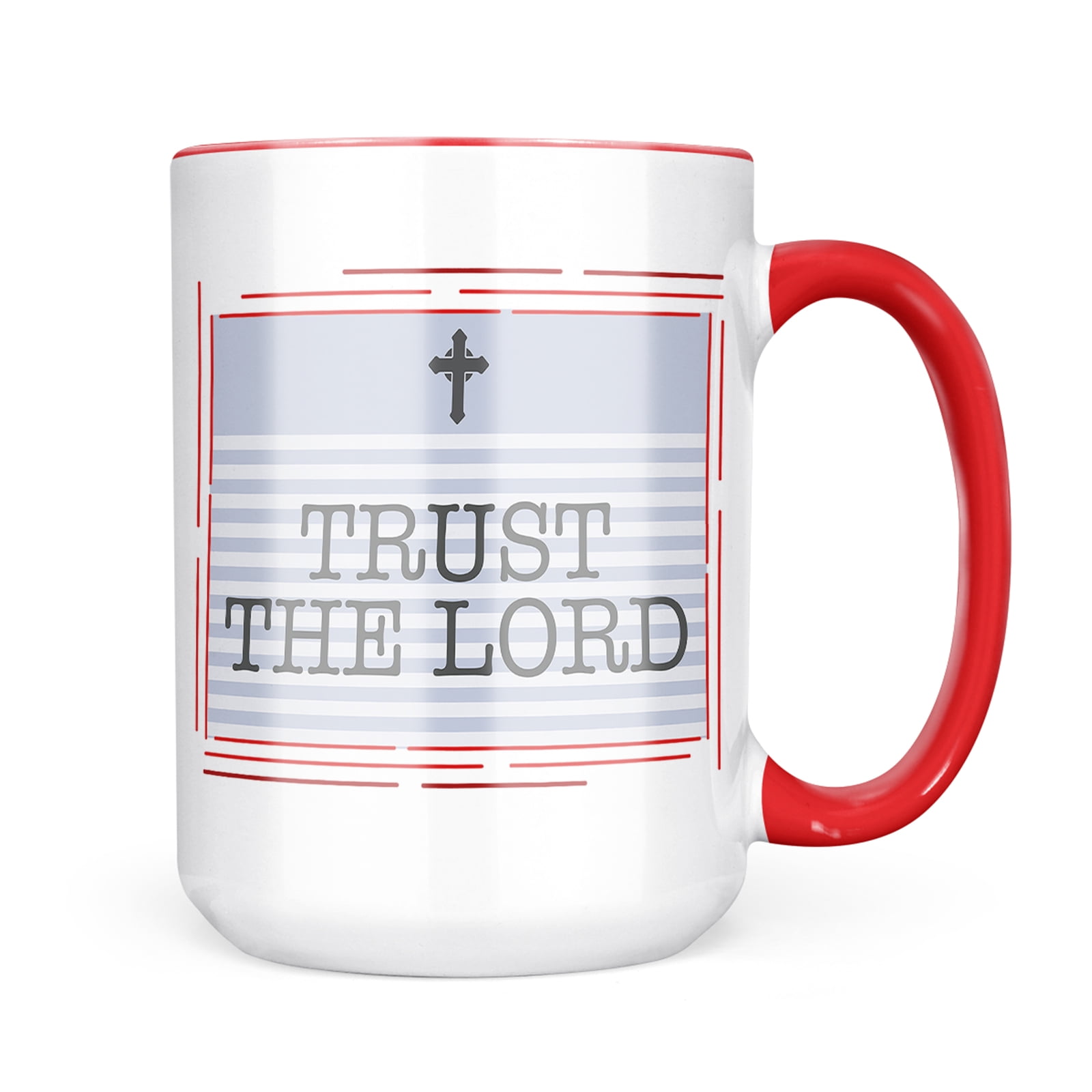 Neonblond Trust the Lord Religious Easter Cross Blue Mug gift for Coffee Tea lovers