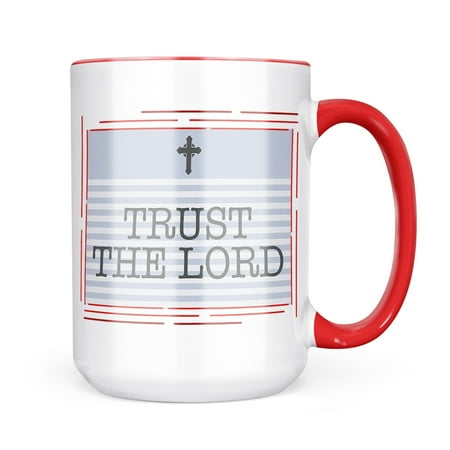 

Neonblond Trust the Lord Religious Easter Cross Blue Mug gift for Coffee Tea lovers
