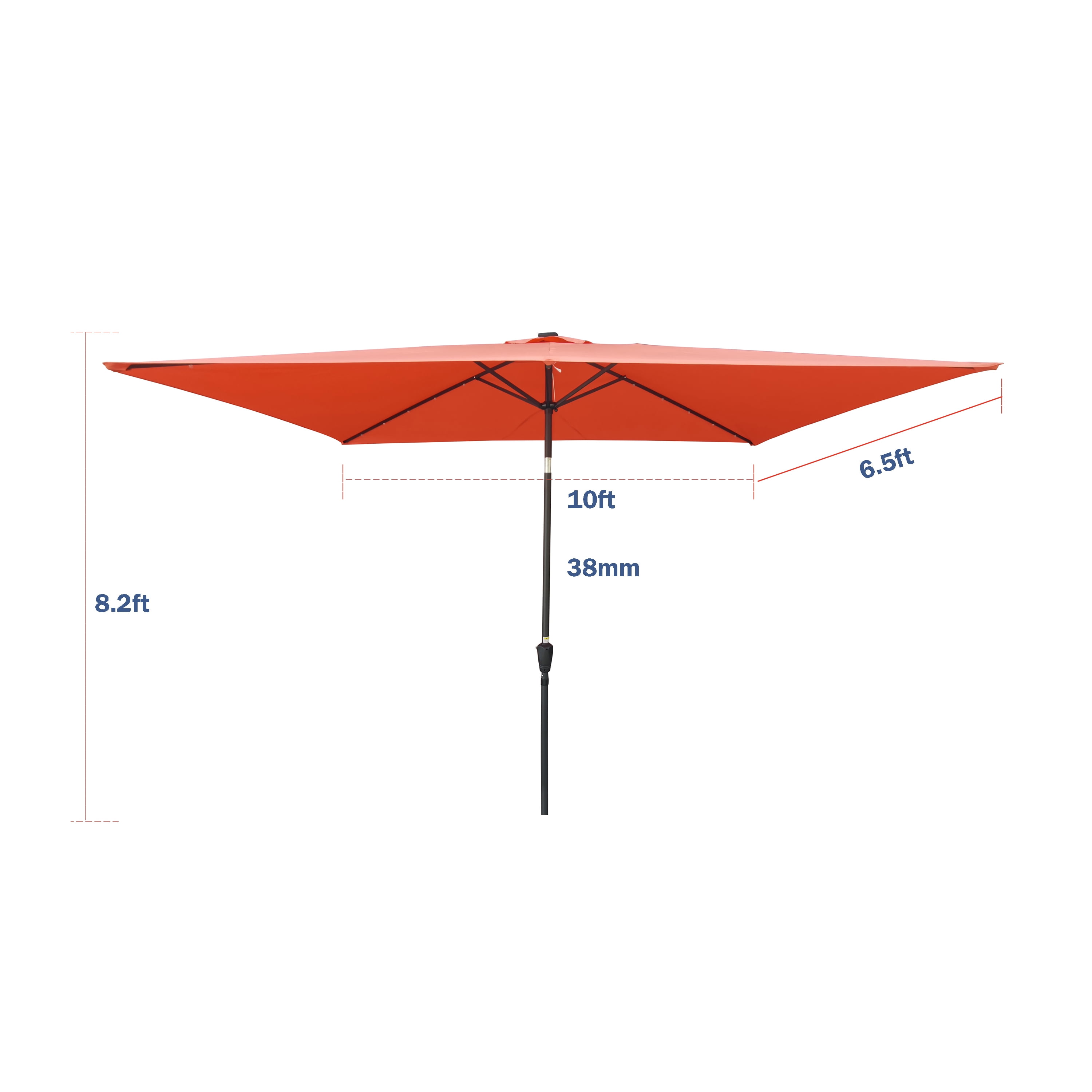 Royard Oaktree 10FT Patio Offset Umbrella w/Solar LED Lights Rectangular Outdoor Cantilever Hanging Umbrella w/Crank UV Protection Sun Shade for Market Garden Lawn Backyard Poolside,Light Brick Red