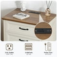 thumbnail image 3 of Hommpa Farmhouse 3 Drawers Nightstand with Charging Station, Rustic Wood Night Stand with Drawers for Bedroom, Vintage Bedside Table Small Dresser Chest of Drawers for Living Room, White, 3 of 10