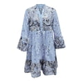 thumbnail image 4 of DHFJKG Bohemian Floral Dresses For Women Vintage Ethnic Style Mini Dress Long Sleeve Notch V Neck Loose Fit Boho Tunic Dress Beach Vacation Clothes Versatile Dresses, 4 of 4