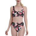 thumbnail image 2 of Picia Rose Flowers Women's High Waisted Bikini Scoop Neck Swimsuit Two Pieces Bathing Suit-Medium, 2 of 8