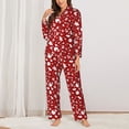 thumbnail image 2 of Lsque Red Christmas Cheer. Pattern Long Sleeve Pajama Set for Women - Soft 2-Piece Sleepwear and Loungewear Set with Pockets, Comfy Nightwear-Small, 2 of 7