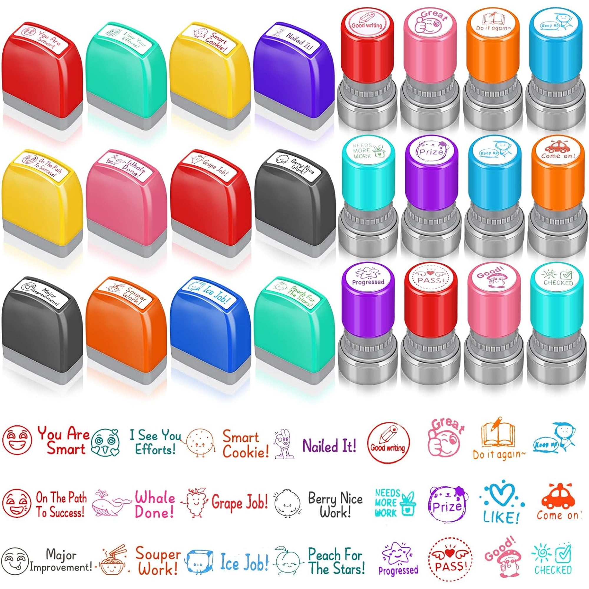 24 Pcs Teacher Stamps for Classroom Self Inking Stamps Gift Cute