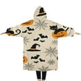 thumbnail image 2 of Oversized Wearable Blanket Hoodie,Black Cat Pumpkin Halloween Pattern Sherpa Blanket Hoodie with Super Pockets,Super Warm Fuzzy Pullover for Women & Men, 2 of 6