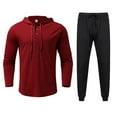 thumbnail image 1 of Men‘s Pure Color Lightweight Sweat Absorption Sports Long Sleeve Pullover Sweatshirt Set, 1 of 6