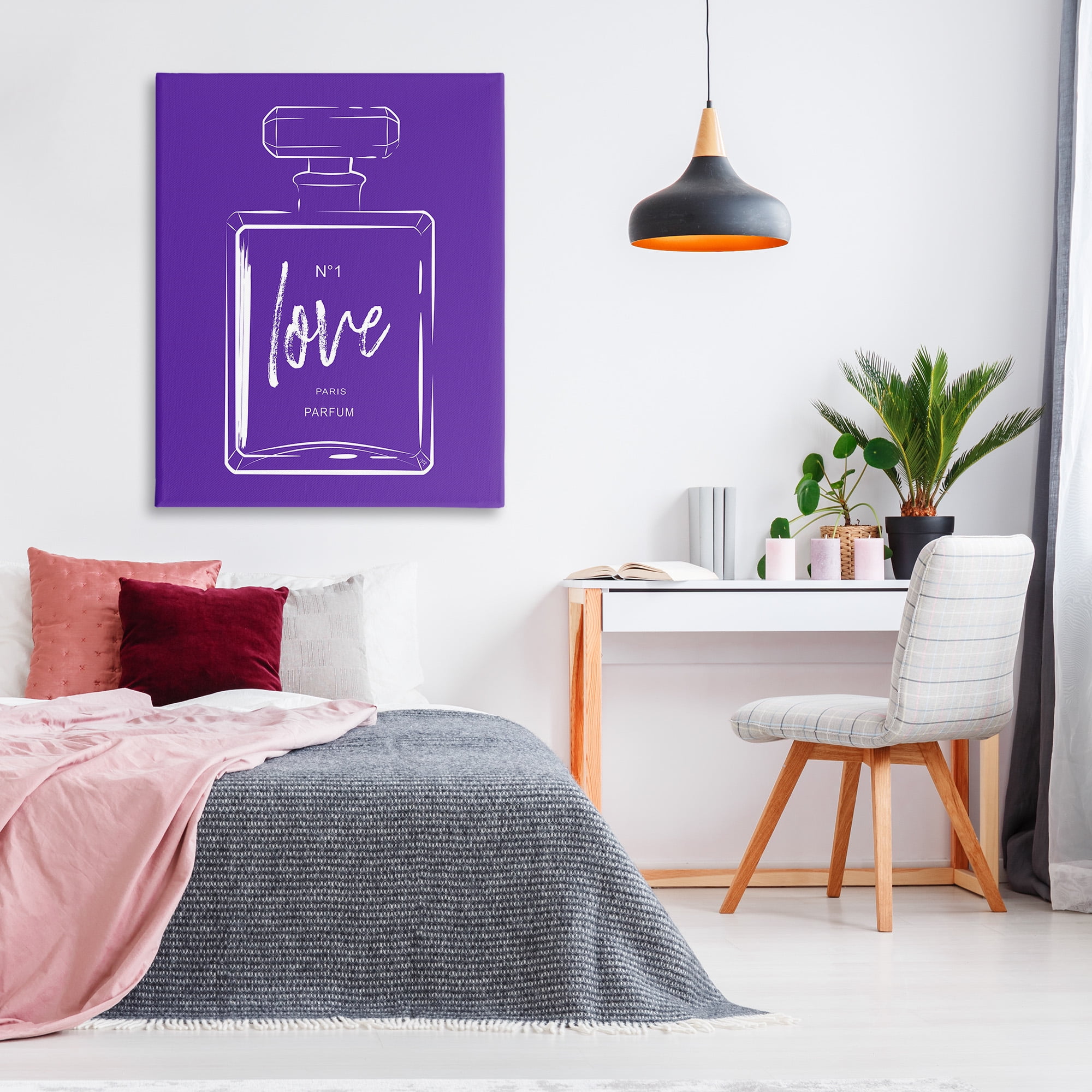 Stupell Industries Simple Perfume on Purple Beauty & Fashion Painting Gallery Wrapped Canvas Art Print Wall Art, 36 x 48