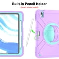 thumbnail image 5 of Dteck Case for iPad Air 11 inch 2025/2024,Heavy Duty Silicone Case 3-Layer Protection Shockproof Kickstand Cover with Pencil Holder/Hand Strap/Shoulder Strap for iPad Air 11-in. M3/M2,Purple+Green, 5 of 9
