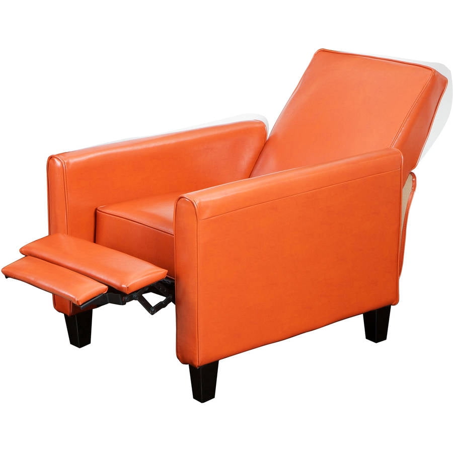Noble House Keaton Standard Bonded Leather Push Back Recliner, Orange