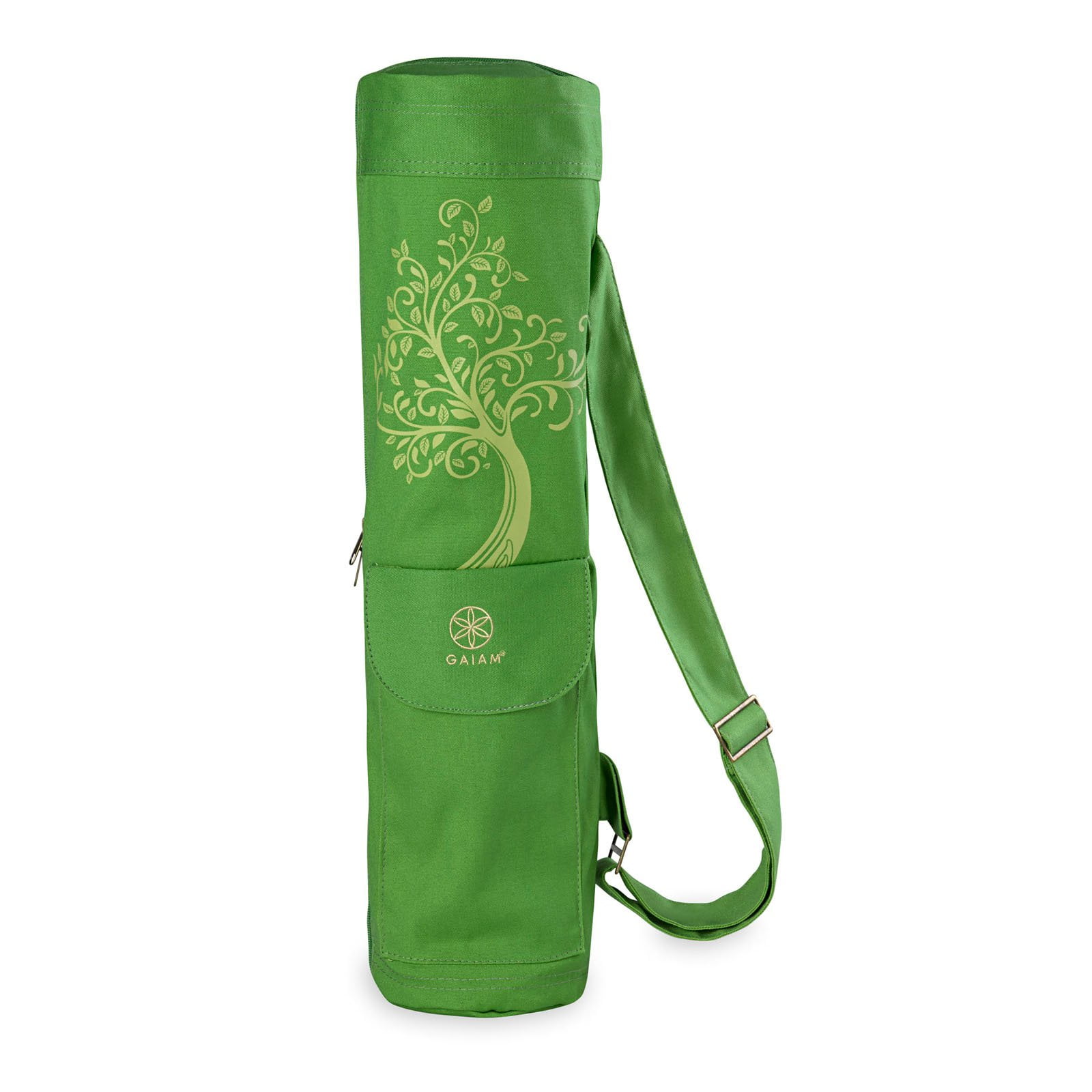 Gaiam Yoga Mat Bag Tote Green Tree of Wisdom Cargo Carrier Full Zip Zipper NEW 