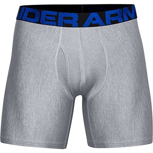 Under Armour Men's Tech 6-inch Boxerjock 2-Pack , Academy Blue (408)/Mod Gray Light Heather, Small
