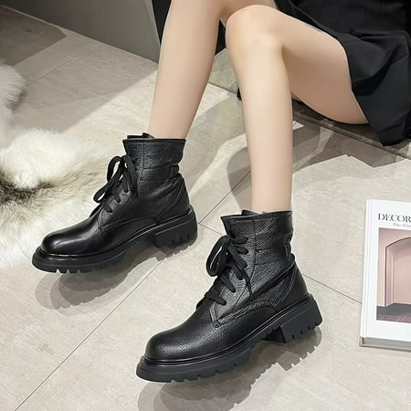 

Women s Round Toe Combat Boots Platform Lace Up Ankle Boots Fashionable & Versatile Boots Women s Footwear