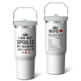 thumbnail image 2 of 1pc wife 30oz Tumbler with Straw & Handle - Insulated Stainless Steel Cup | Holiday Gift for Man Women (Christmas, Valentine's, Birthday), 2 of 7