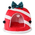 thumbnail image 4 of OULII Abri pour Chat en Tissu Rouge Confortable pour Décoration de Noël Lot de 1, 4 of 8