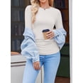 thumbnail image 7 of Weardear 3 Pack Maternity Shirts Long Sleeve Side Ruched Pregnancy Workout Tops with Thumb Hole Casual Crew Neck Tshirts for Women, 7 of 7