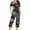Black, variant on Nrmvnmi Halloween Pajamas Sets For Women Spider Web Prints Sleepwear Sets Crew Neck Short Sleeve Tops And High Elastic Waist Capri Pants With Pocket Soft Breathable Loungewear