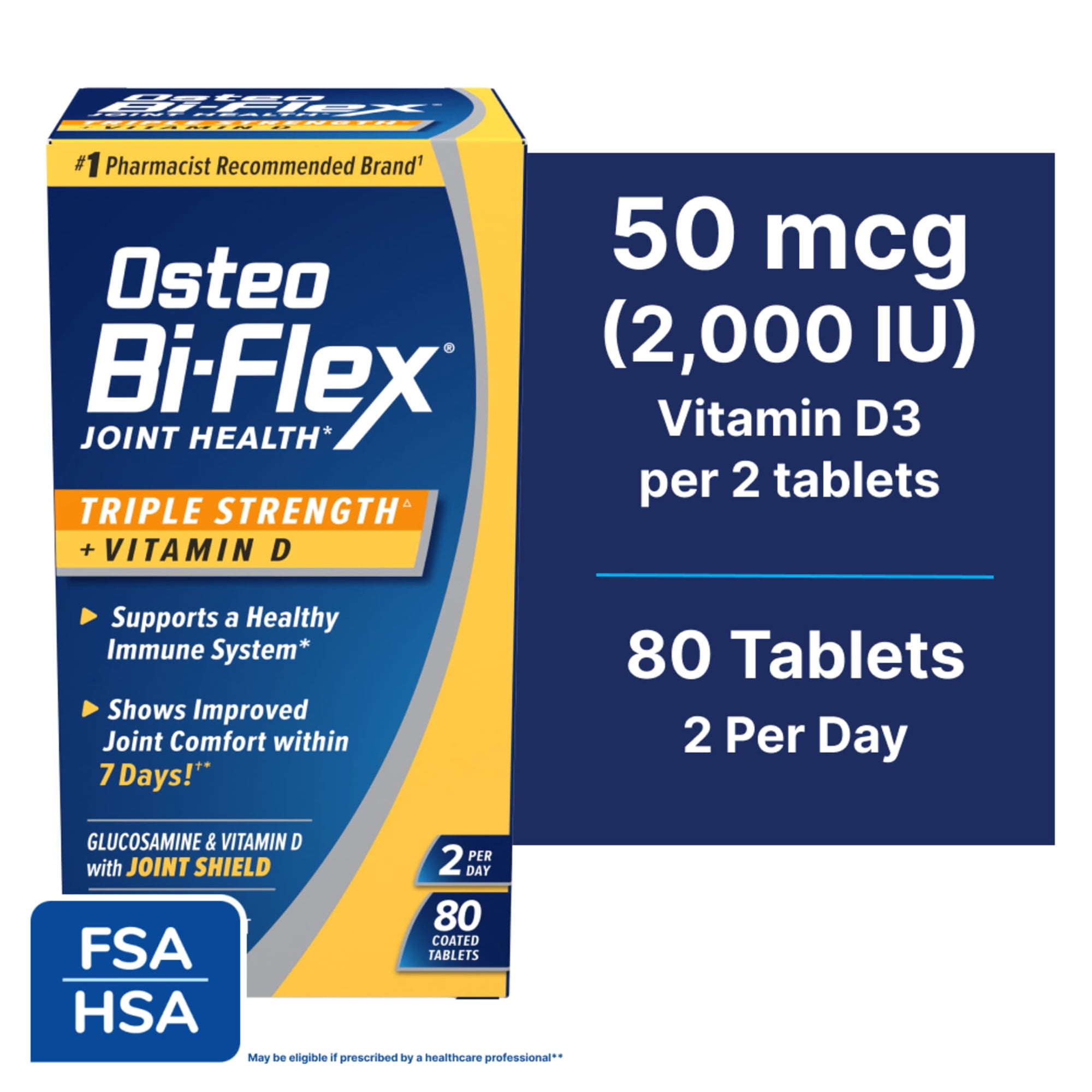 Osteo Bi-Flex Joint Health Dietary Supplement with Vitamin D and Glucosamine Chondroitin MSM, 80 Count