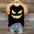 thumbnail image 7 of Halloween T Shirt Women Funny Pumpkin Face Printed Cute Tee Short Sleeve Casual Funny Halloween Party Tops, 7 of 7
