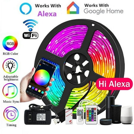 

Ledander LED Strip Lights 5M LED Strip Light RGB SMD 5050 Color Changing Full Set with 24 Keys Remote Wifi Wireless Smart Phone Controlled