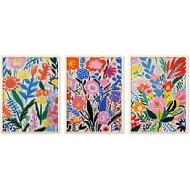 Hieng Boho Flower Canvas Wall Art Abstract Floral Pictures Prints Set of 3 Minimalist Botanical Painting Poster Flower Market Aesthetic Wall Decor for Living room Bedroom